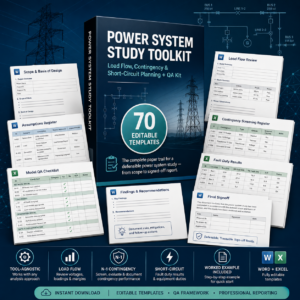 Power System Study Toolkit: Load Flow, Contingency, Short-Circuit & QA Planning Kit (70 Editable Templates)